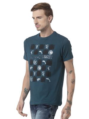 teal blue printed character t-shirt - 16834635 - Standard Image - 2