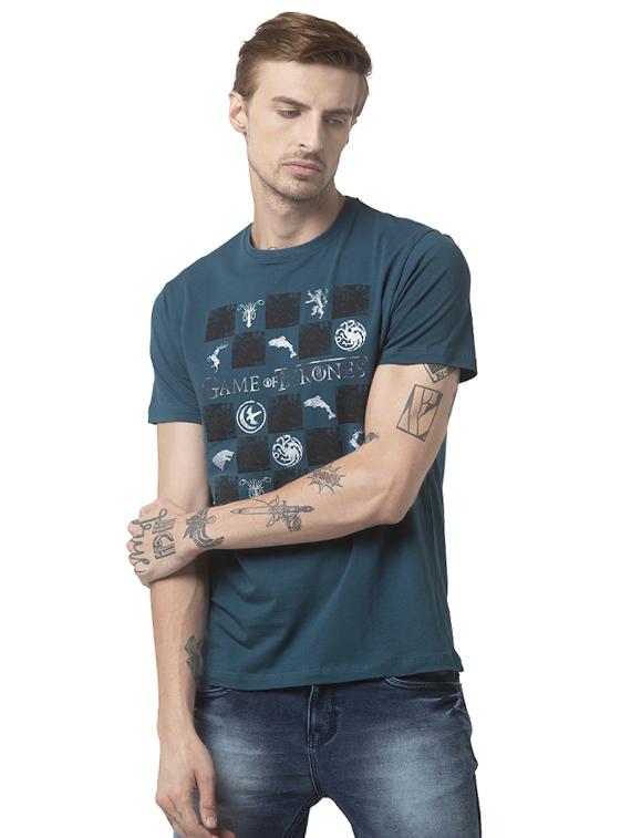 teal blue printed character t-shirt - 16834635 - Zoom Image - 1