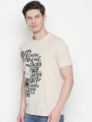 beige typographic chest print t-shirt - 16834639 - Standard Image - 2