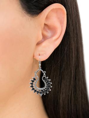 silver metal drop earring - 16834715 - Standard Image - 4