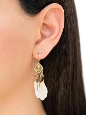 white metal drop earring - 16834730 - Standard Image - 4