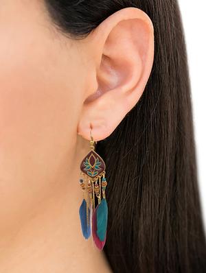 multi colored metal drop earring - 16834732 - Standard Image - 4