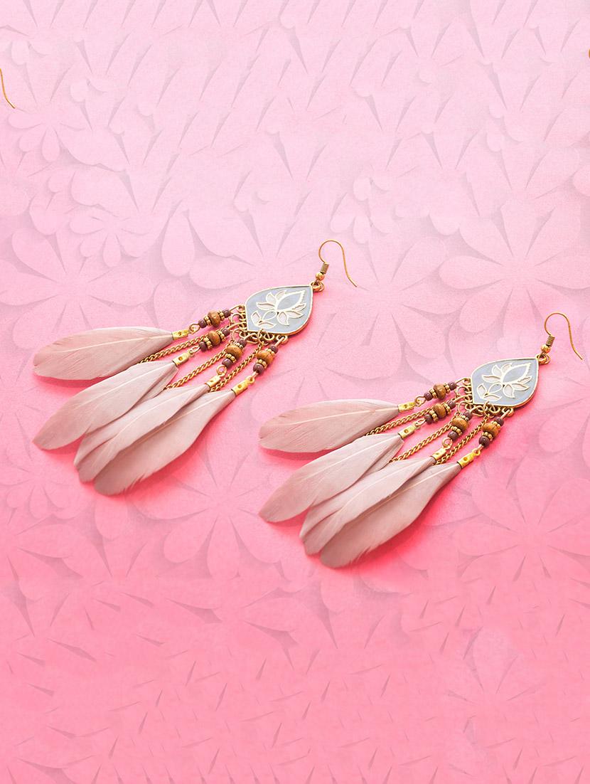 beige metal drop earring - 16834733 - Zoom Image - 1