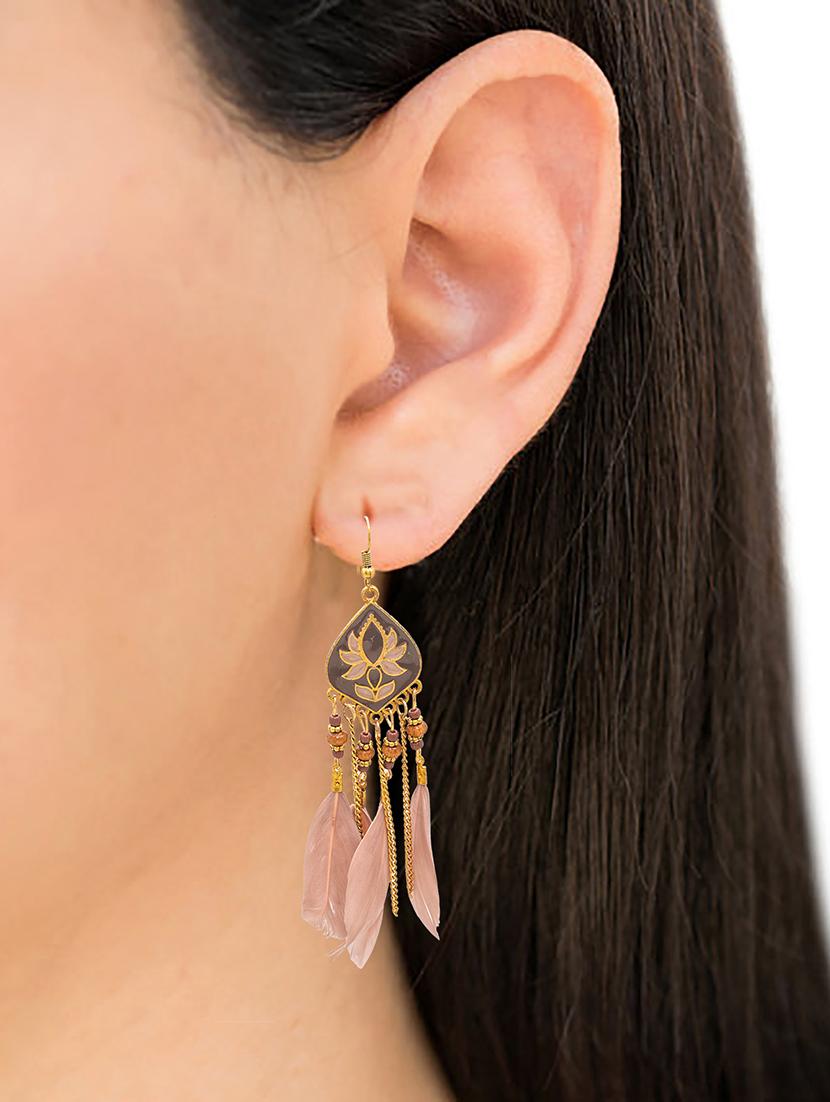 beige metal drop earring - 16834733 - Zoom Image - 4