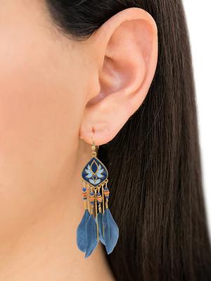 blue metal drop earring - 16834735 - Standard Image - 4