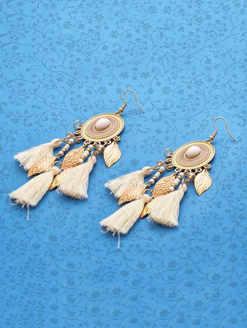 beige metal drop earring - 16834737 - Standard Image - 1