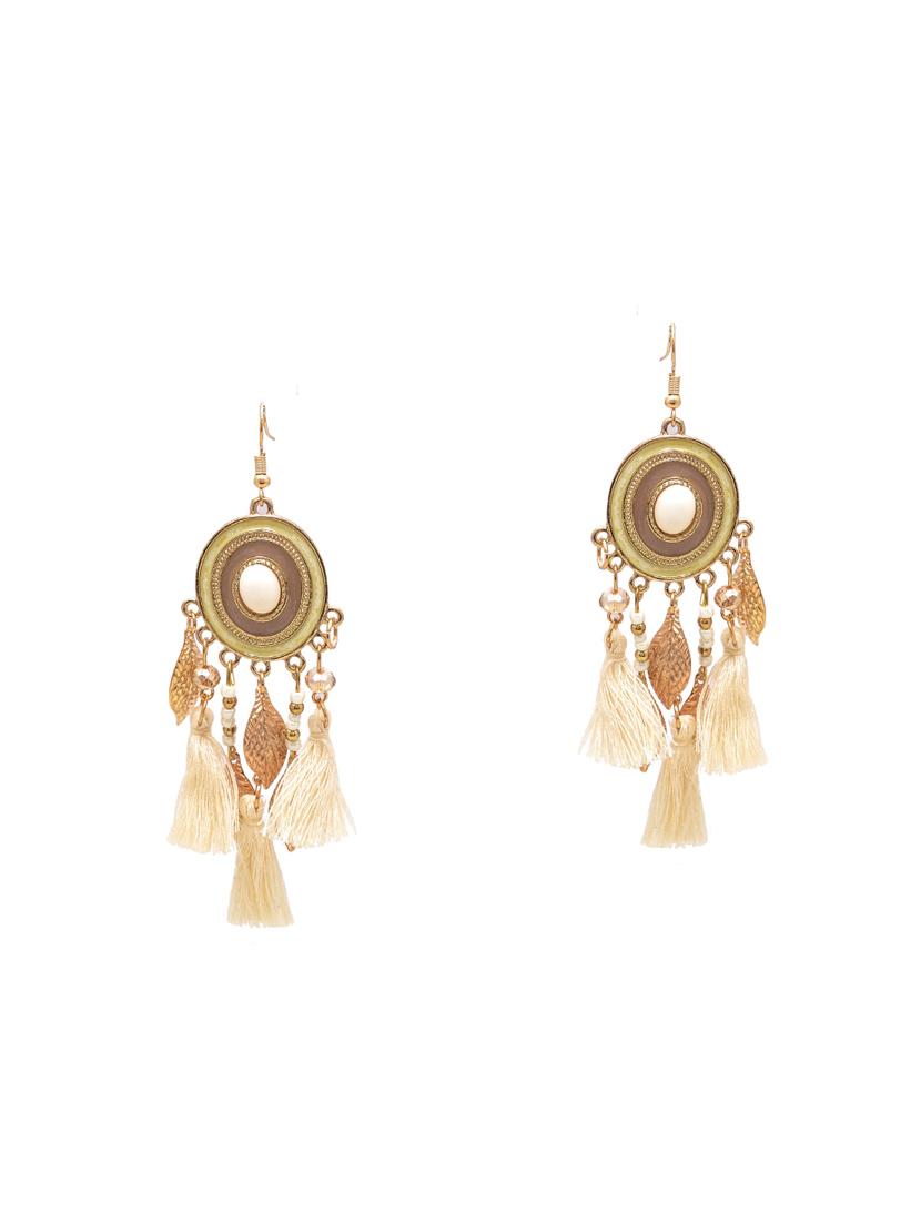 beige metal drop earring - 16834737 - Zoom Image - 2