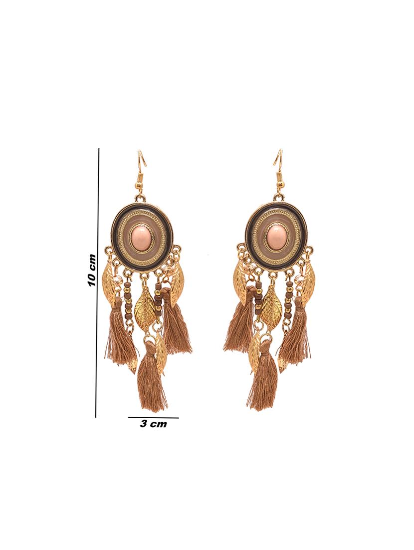 gold metal drop earring - 16834738 - Zoom Image - 3