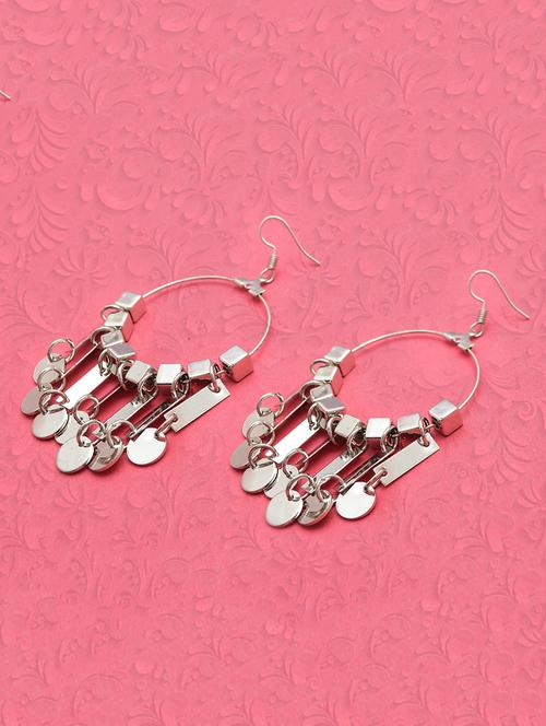 silver metal drop earring - 16834748 - Standard Image - 1