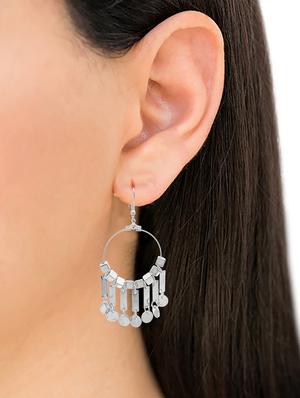 silver metal drop earring - 16834748 - Standard Image - 4