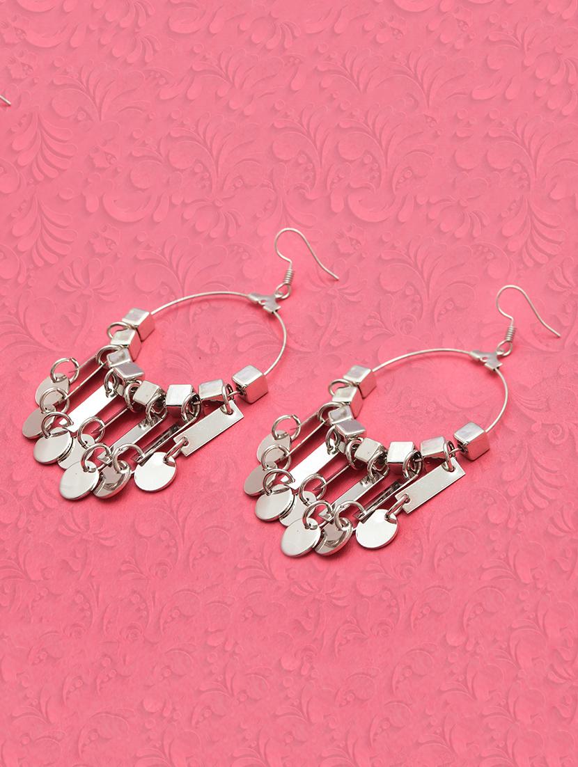 silver metal drop earring - 16834748 - Zoom Image - 1