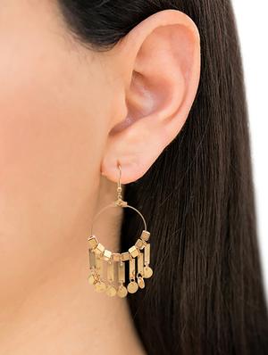 gold metal drop earring - 16834749 - Standard Image - 4