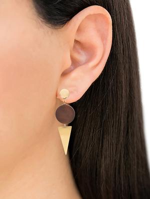 gold metal drop earring - 16834751 - Standard Image - 4