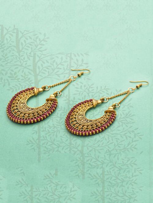 gold metal drop earring - 16834753 - Standard Image - 1