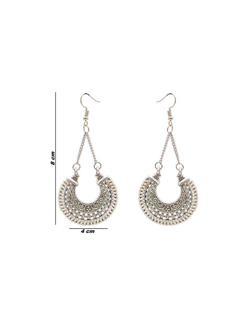 silver metal drop earring - 16834754 - Zoom Image - 3
