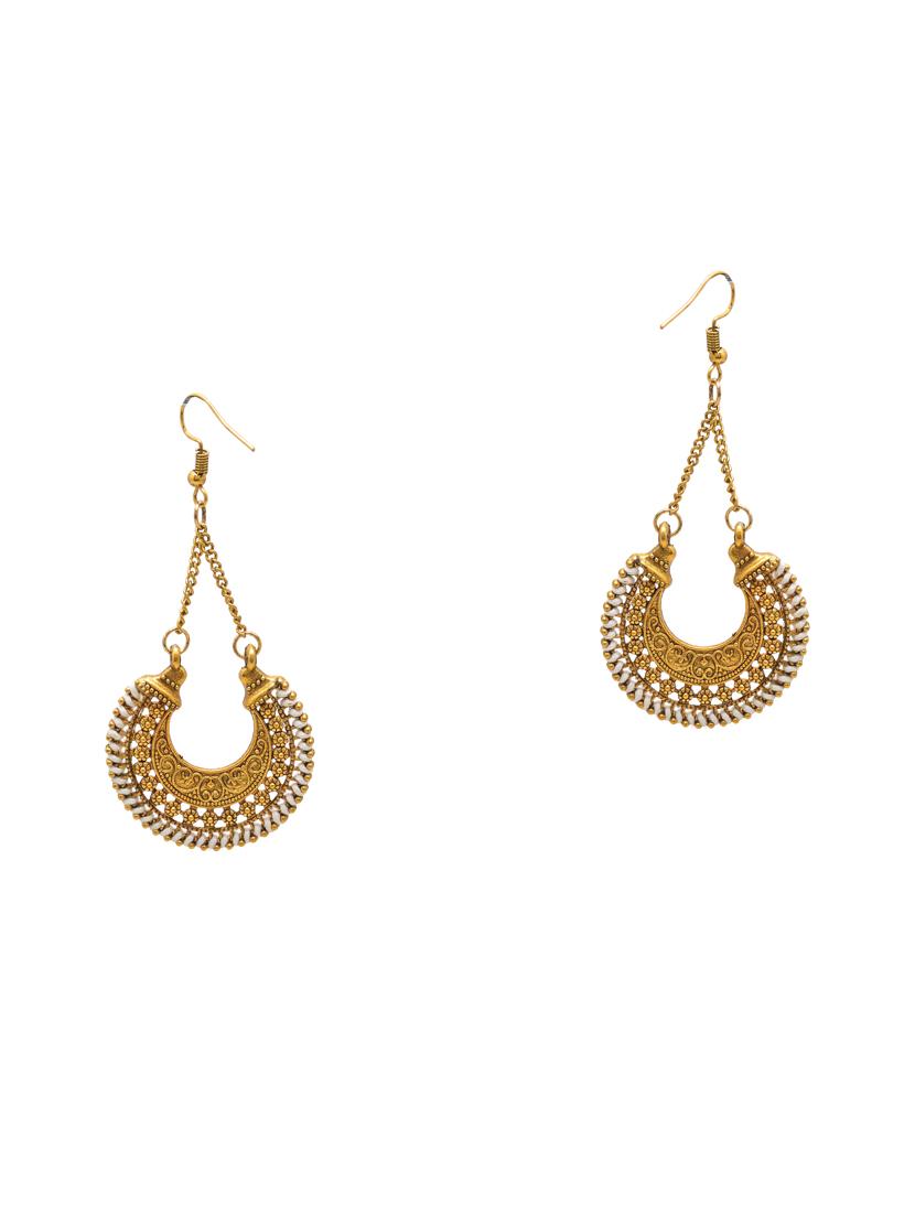 gold metal drop earring - 16834758 - Zoom Image - 2