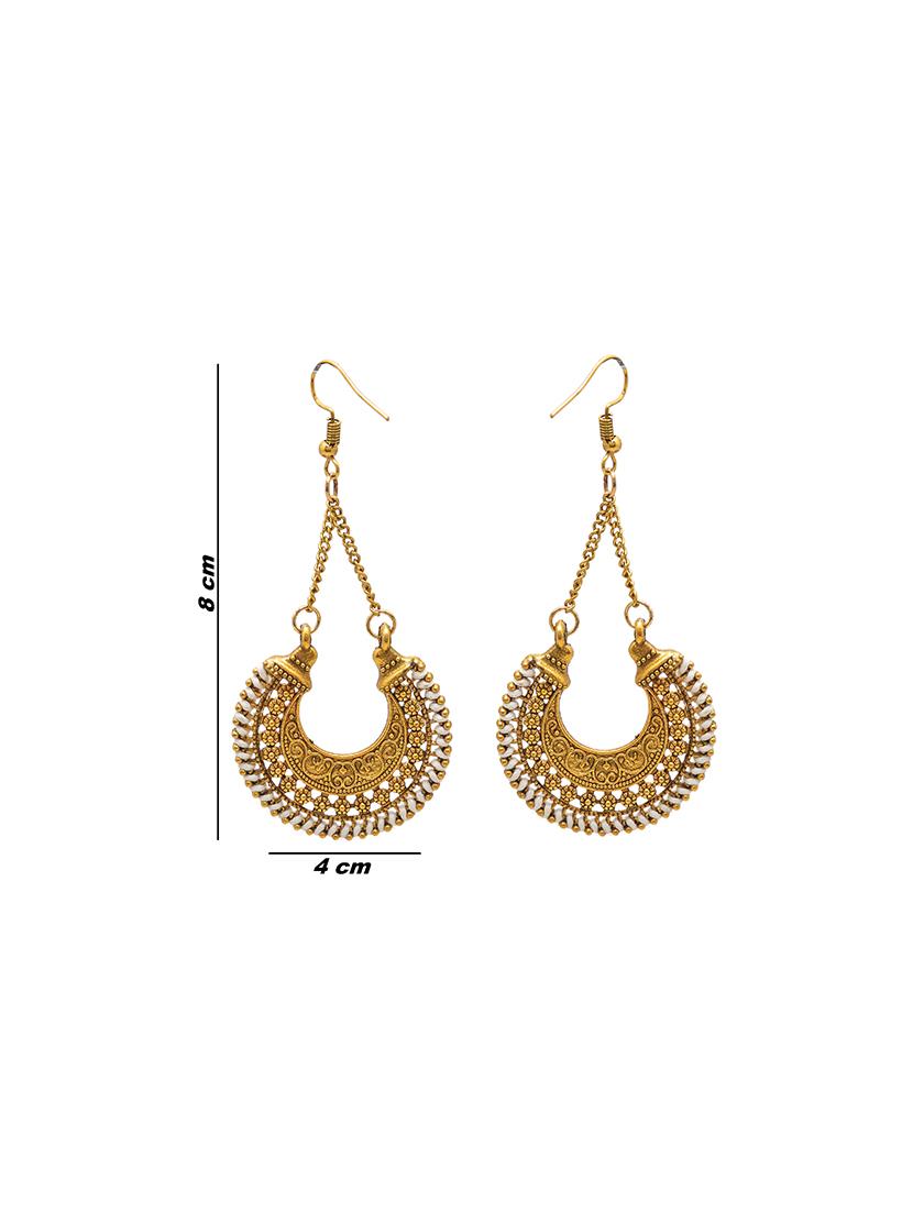 gold metal drop earring - 16834758 - Zoom Image - 3