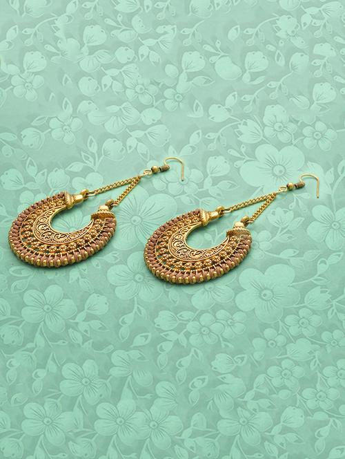 brown metal drop earring - 16834762 - Standard Image - 1