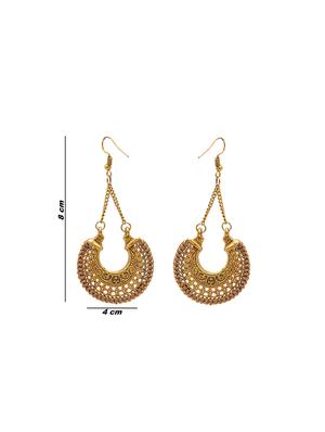 brown metal drop earring - 16834762 - Standard Image - 3