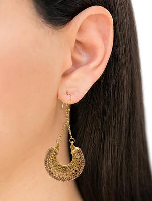 brown metal drop earring - 16834762 - Standard Image - 4