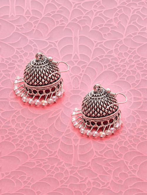 silver metal jhumka earring - 16834768 - Standard Image - 1