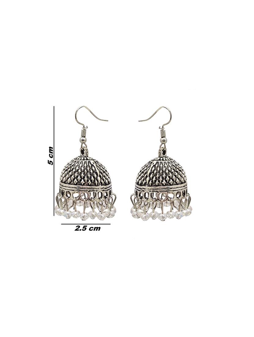 silver metal jhumka earring - 16834768 - Zoom Image - 3