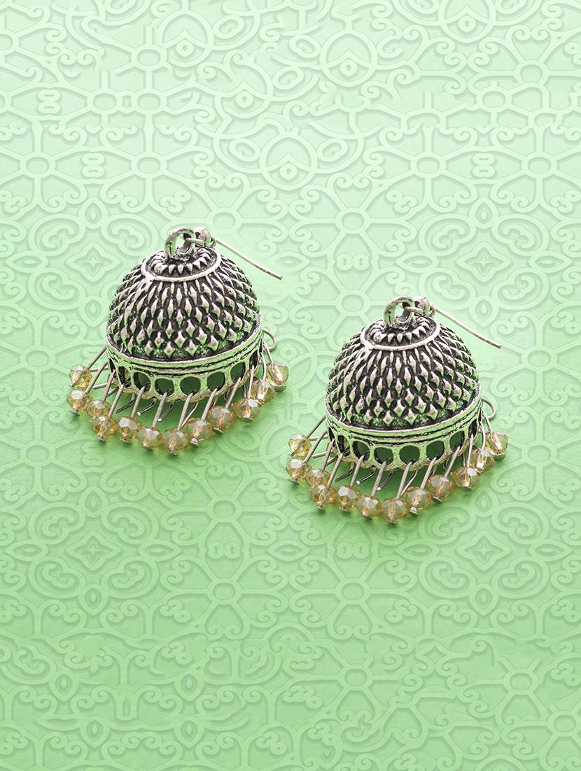 yellow metal jhumka earring - 16834771 - Zoom Image - 1