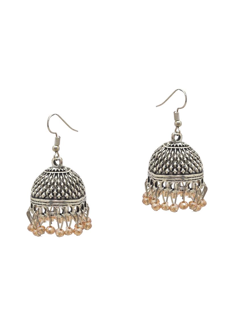 yellow metal jhumka earring - 16834771 - Zoom Image - 2