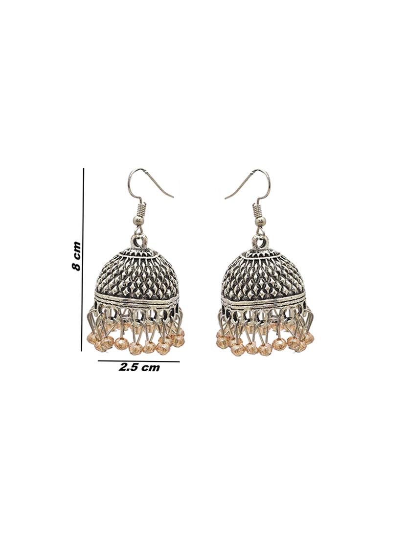 yellow metal jhumka earring - 16834771 - Zoom Image - 3