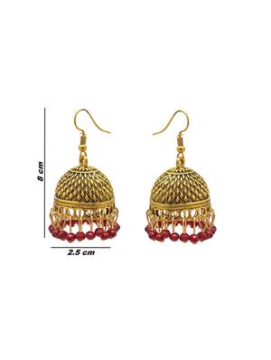 red metal jhumka earring - 16834772 - Standard Image - 3