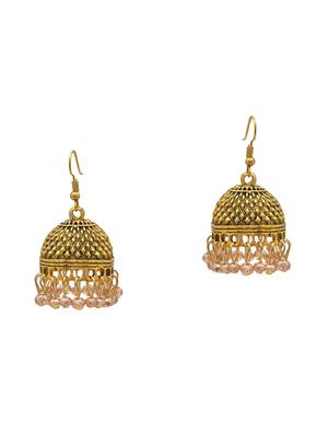 gold metal jhumka earring - 16834773 - Standard Image - 2