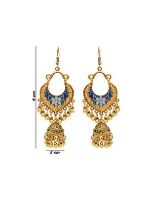 gold metal jhumka earring - 16834782 - Standard Image - 3