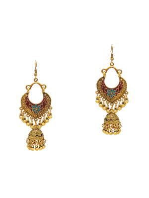 gold metal jhumka earring - 16834784 - Standard Image - 2