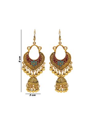 gold metal jhumka earring - 16834784 - Standard Image - 3