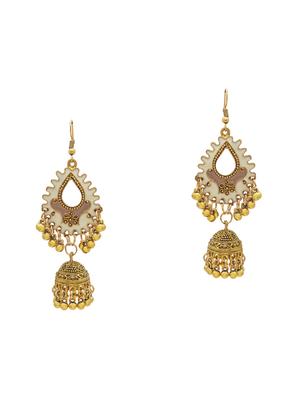 white gold tone metal jhumka earring - 16834792 - Standard Image - 2