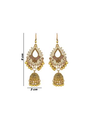 white gold tone metal jhumka earring - 16834792 - Standard Image - 3