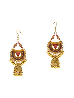 brown metal jhumka earring - 16834802 - Standard Image - 2