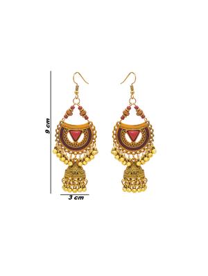 brown metal jhumka earring - 16834802 - Standard Image - 3