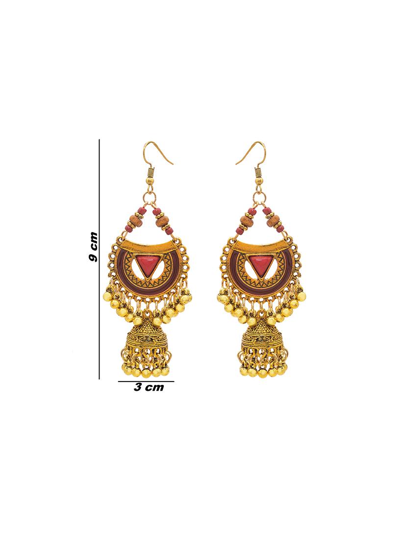 brown metal jhumka earring - 16834802 - Zoom Image - 3