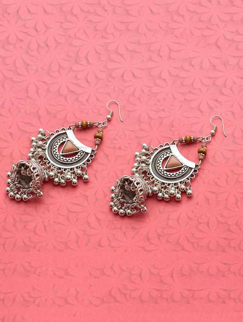 brown metal jhumka earring - 16834810 - Standard Image - 1
