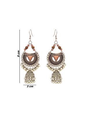 brown metal jhumka earring - 16834810 - Standard Image - 3