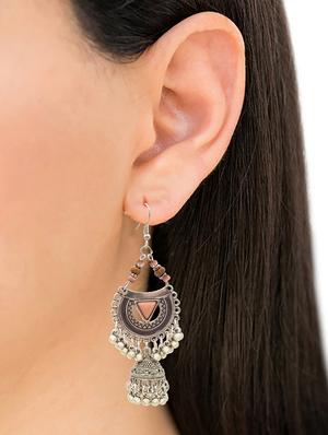 brown metal jhumka earring - 16834810 - Standard Image - 4