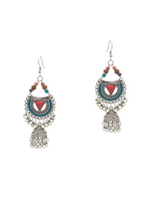 blue metal jhumka earring - 16834811 - Standard Image - 2