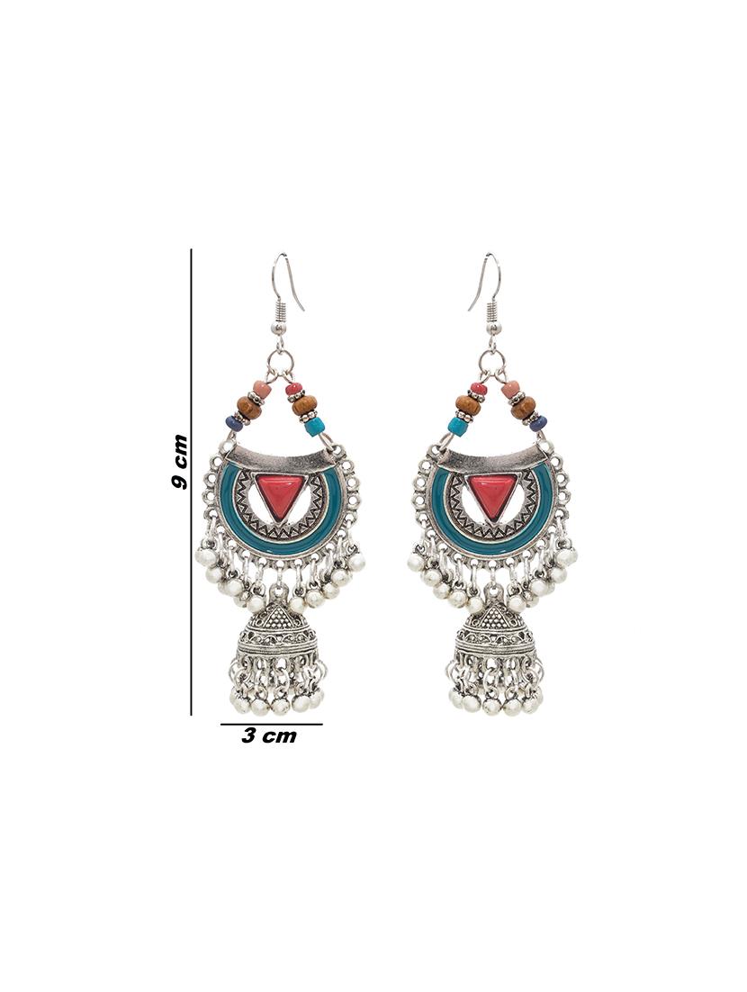 blue metal jhumka earring - 16834811 - Zoom Image - 3
