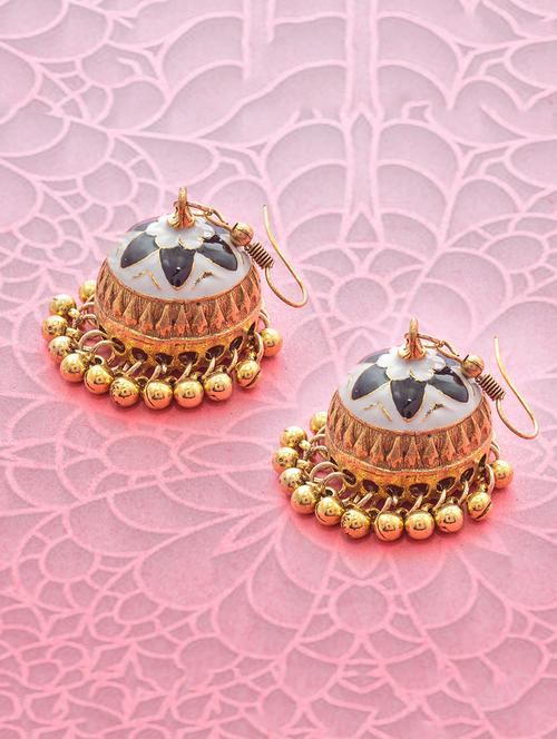 white metal jhumka earring - 16834820 - Standard Image - 1