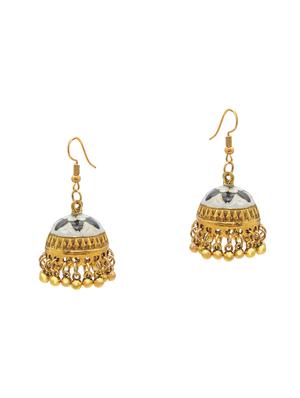white metal jhumka earring - 16834820 - Standard Image - 2