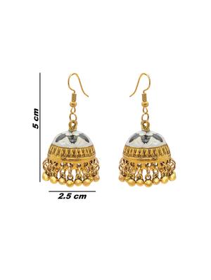 white metal jhumka earring - 16834820 - Standard Image - 3