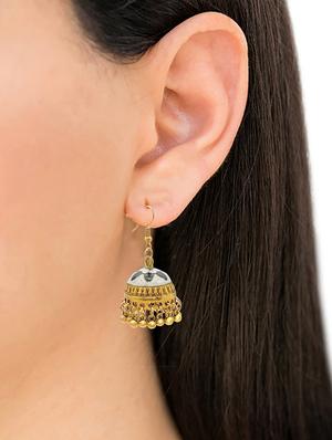 white metal jhumka earring - 16834820 - Standard Image - 4