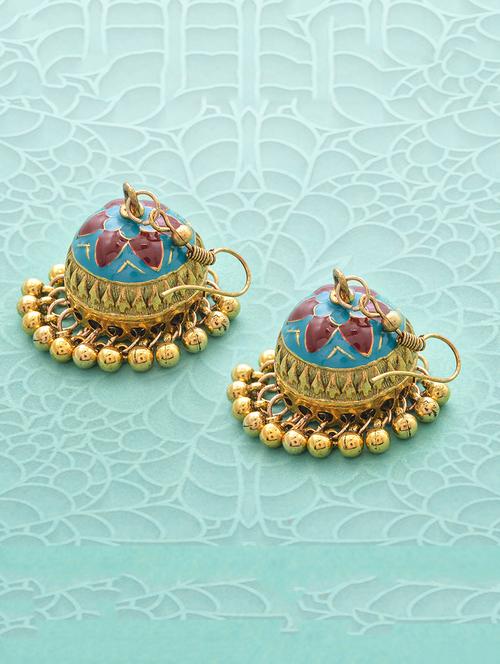 blue metal jhumka earring - 16834821 - Standard Image - 1