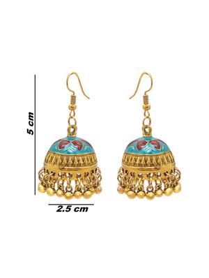 blue metal jhumka earring - 16834821 - Standard Image - 3